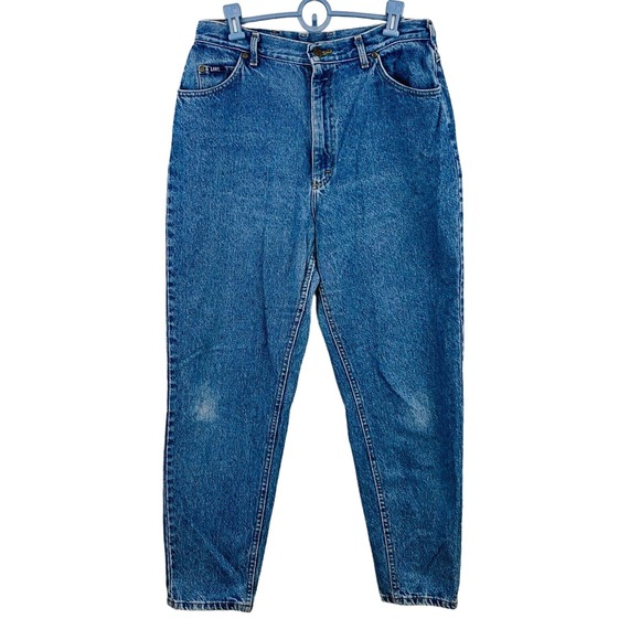Vintage Womens 16 Lee Jeans High Waist Tapered‎ Mom Medium Wash 29" Inseam USA - Picture 1 of 9